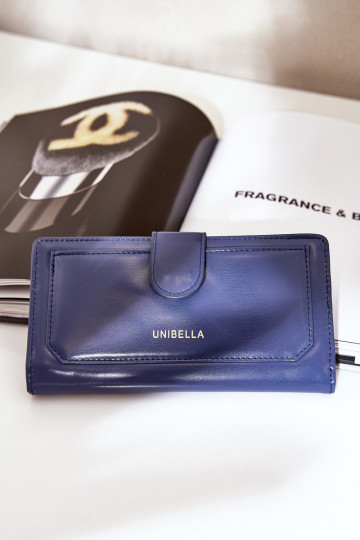 Portefeuille femme en simili cuir bleu marine Kalinessa