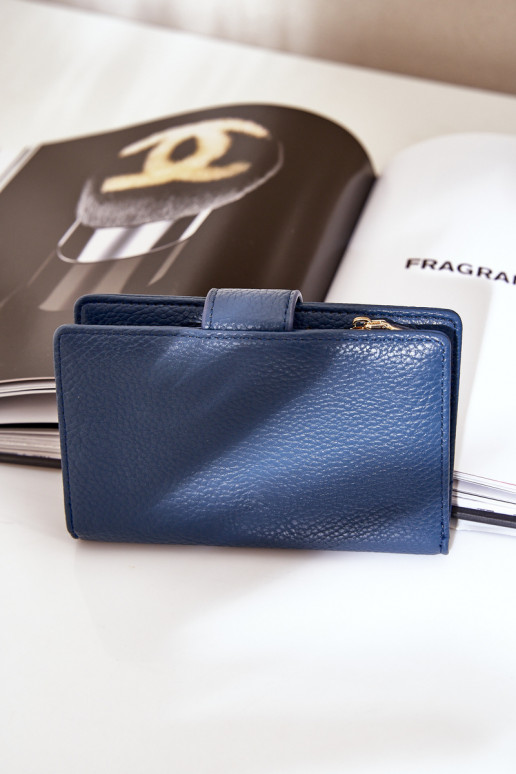 Portefeuille femme en simili cuir bleu marine Isamille