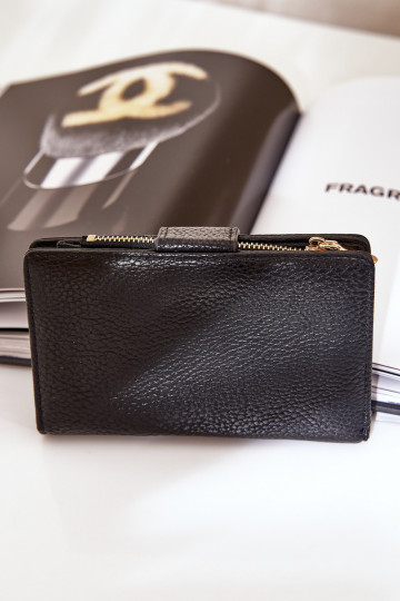 Damenbörse aus schwarzem Eco-Leder Isamille 2