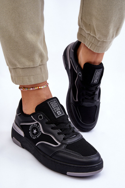 Féminin Style sportif chaussures Big Star LL274443 Noir et-couleur grise
