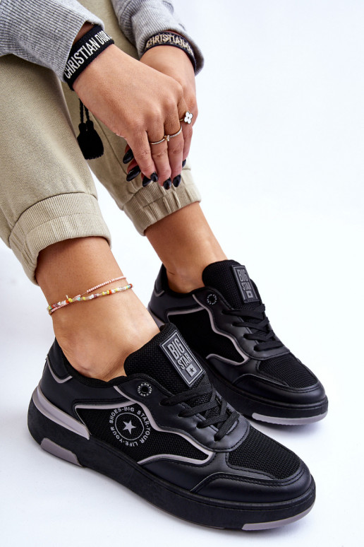 Feminin Sportlicher Stil Schuhe Big Star LL274443 SchZuarz und-graue Farbe