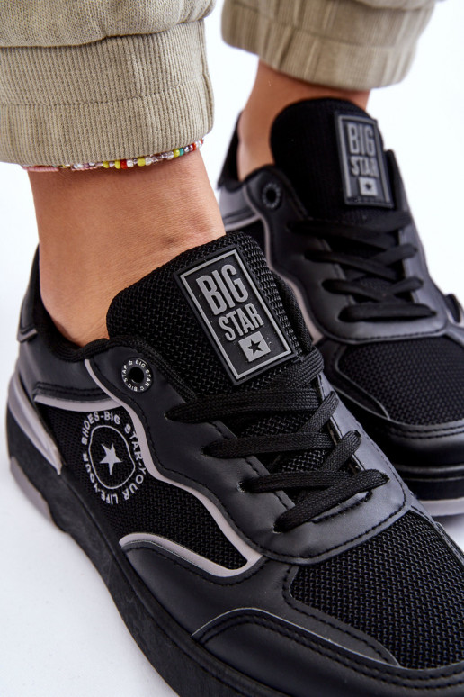 Feminin Sportlicher Stil Schuhe Big Star LL274443 SchZuarz und-graue Farbe