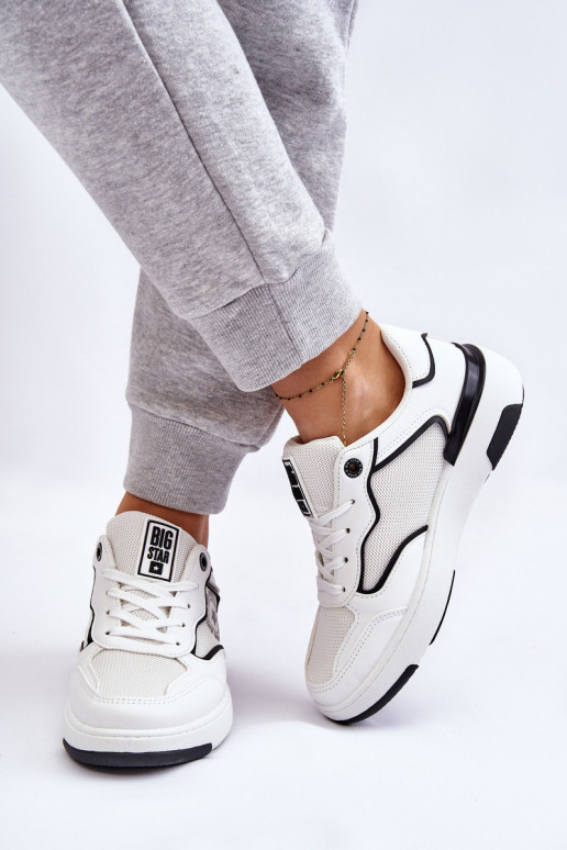 Féminin Style sportif chaussures Big Star LL274440 Blanc-couleur noire