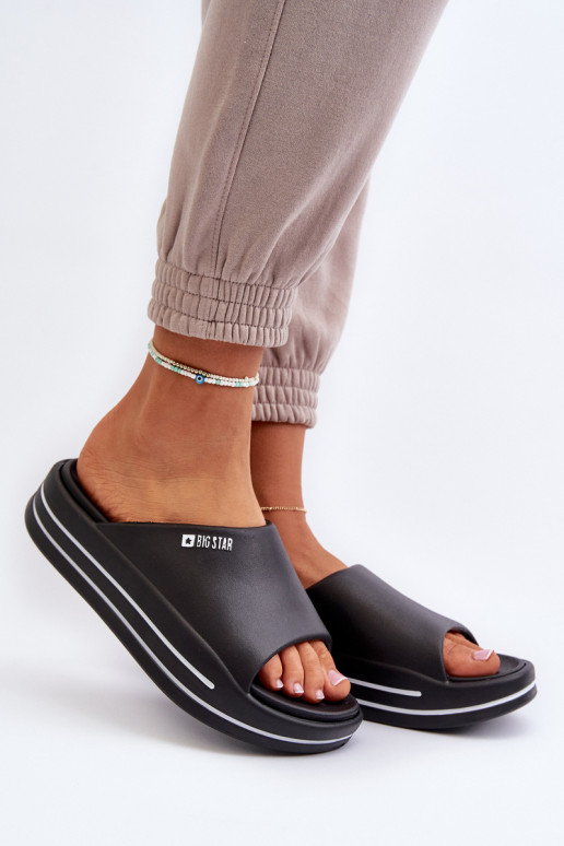 Damenhausschuhe mit einer Plattform Big Star NN274A037 schZuarze Farbe