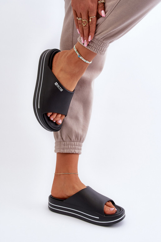 Damenhausschuhe mit einer Plattform Big Star NN274A037 schZuarze Farbe