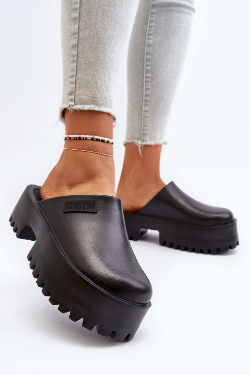 Dames pantoffels met trendy zware zolen Big Star NN274014 zwart