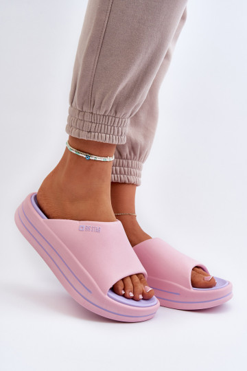 Damen Pantoletten mit Plateau Big Star NN274A035 in Rosa 2