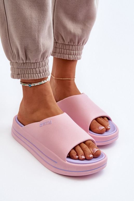 Damen Pantoletten mit Plateau Big Star NN274A035 in Rosa