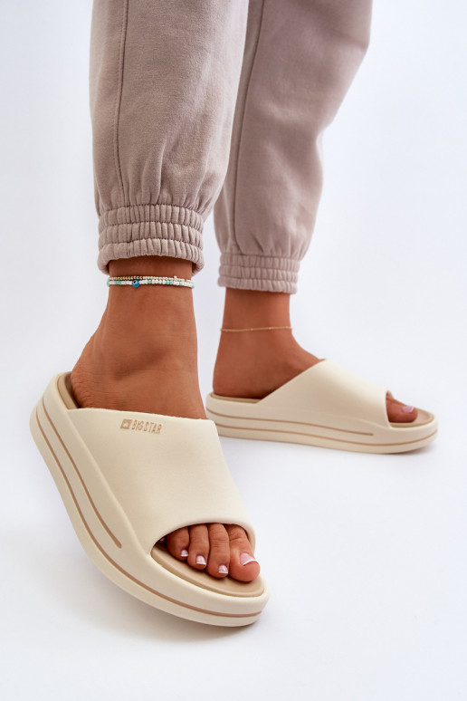 Damespantoffels met platform Big Star NN274A034 beige Damespantoffels met platform Big Star NN274A034 beige