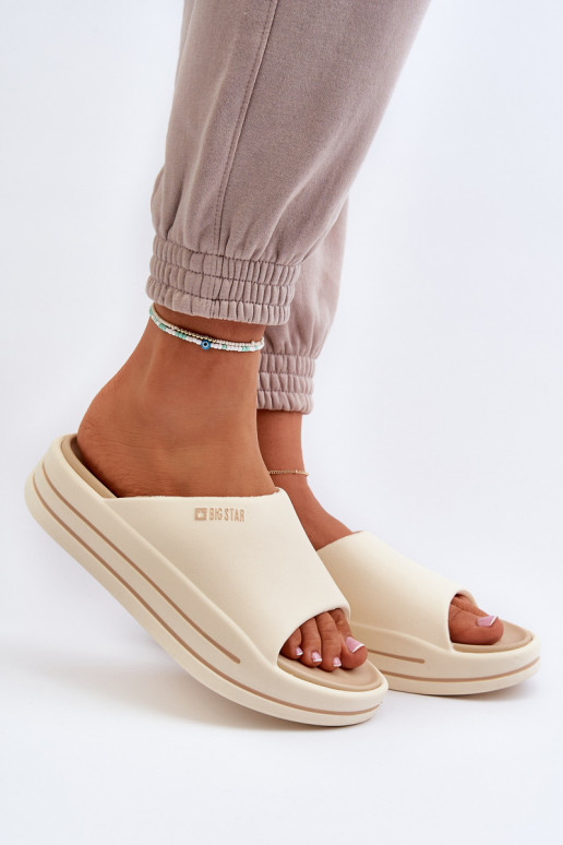 Damespantoffels met platform Big Star NN274A034 beige Damespantoffels met platform Big Star NN274A034 beige