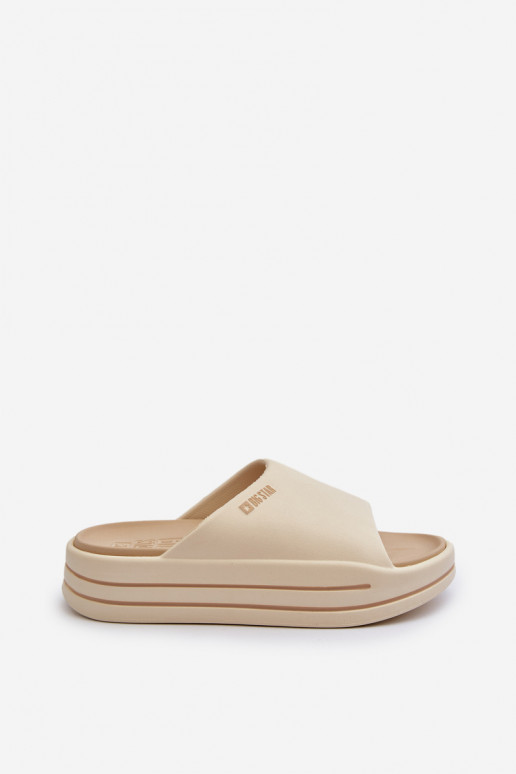 Damen Pantoletten mit Plateau Big Star NN274A034 in Sandfarbe