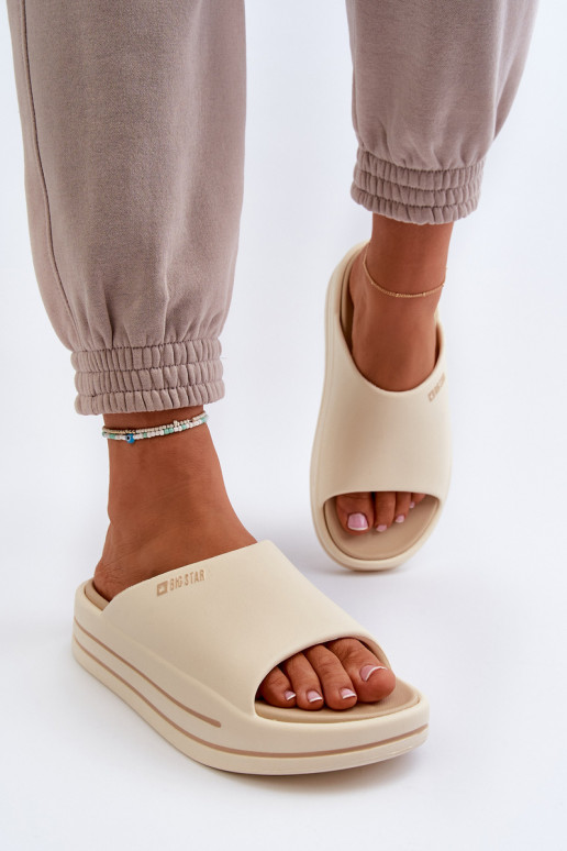 Damespantoffels met platform Big Star NN274A034 beige Damespantoffels met platform Big Star NN274A034 beige