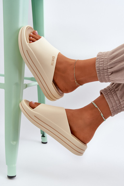 Damespantoffels met platform Big Star NN274A034 beige Damespantoffels met platform Big Star NN274A034 beige