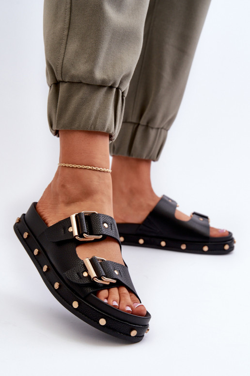 Pantoufles pour femmes avec une plateforme Big Star NN27402 couleur noire Pantoufles pour femmes avec une plateforme Big Star NN27402 couleur noire