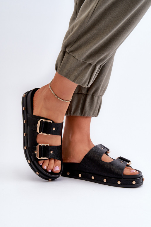 Pantoufles pour femmes avec une plateforme Big Star NN27402 couleur noire Pantoufles pour femmes avec une plateforme Big Star NN27402 couleur noire