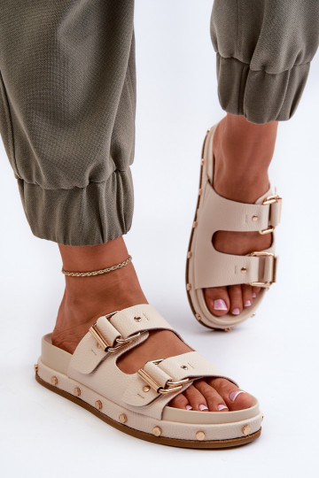 Damespantoffels met platform Big Star NN274083 beige