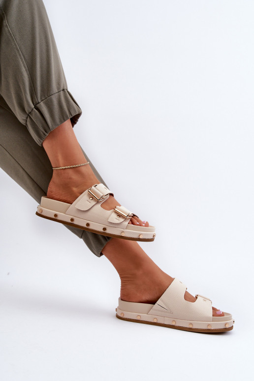 Damespantoffels met platform Big Star NN274083 beige