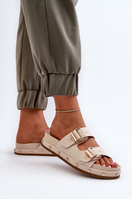 Pantoufles pour femmes avec une plateforme Big Star NN274083 beige