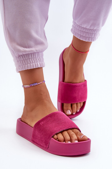 Dames Suede Platform Slippers Big Star NN274A672 Fuchsia