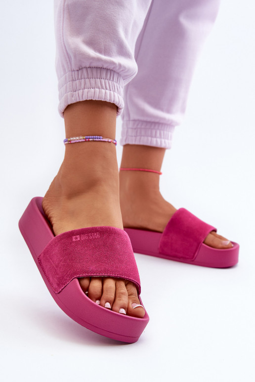 Féminin Chaussons avec une plateforme en daim Big Star NN274A672 couleur rose