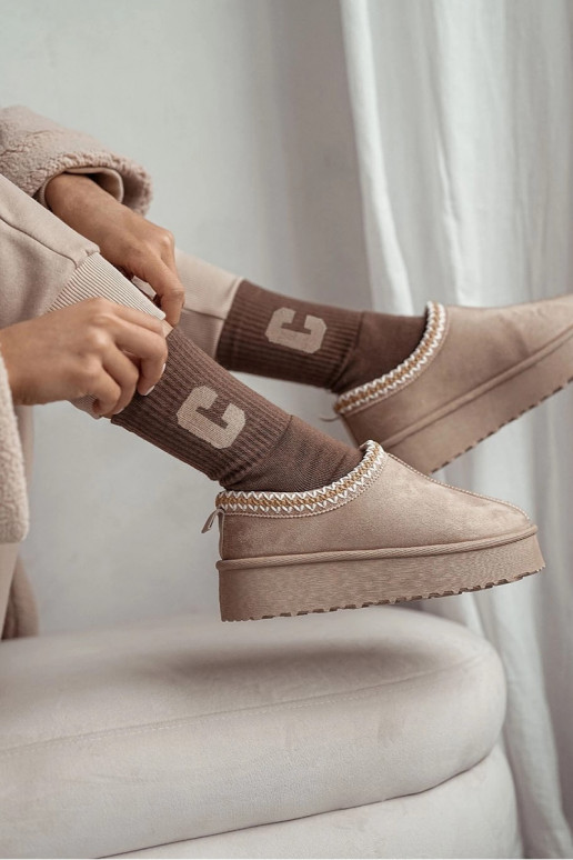 Chaussettes Féminin Frotte Z Literą C marron Chaussettes Féminin Frotte Z Literą C marron