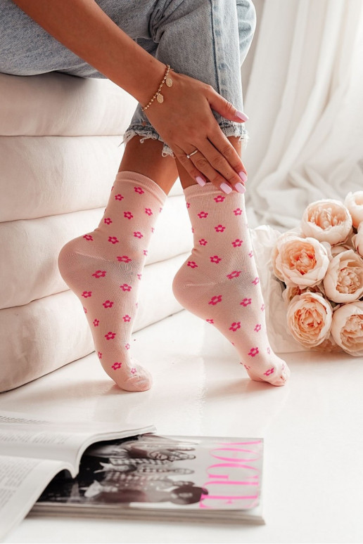 Socken Feminin IN Drobne mit floralen Motivenuszki Pfirsichton Socken Feminin IN Drobne mit floralen Motivenuszki Pfirsichton