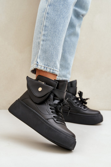 Hoge sneakers met extra tas en platform zwarte kleur Saramis 2