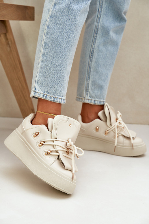 Sneakers model schoenen Dames met platform beige Dolistana Sneakers model schoenen Dames met platform beige Dolistana