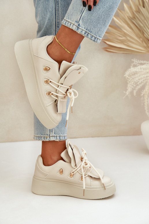 Chaussures modèle baskets Féminin avec une plateforme beige Dolistana