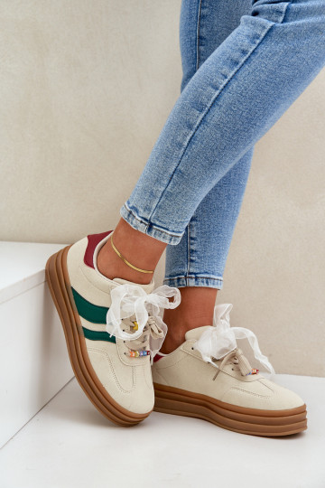 Sneakers dames met Z pins zandkleur Jariana 2