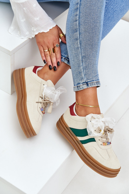 Chaussures modèle baskets Féminin Z Przypinkami beige Jariana