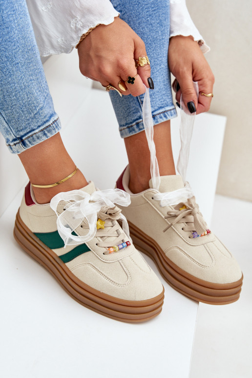 Chaussures modèle baskets Féminin Z Przypinkami beige Jariana