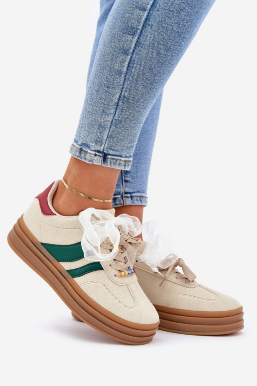 Chaussures modèle baskets Féminin Z Przypinkami beige Jariana