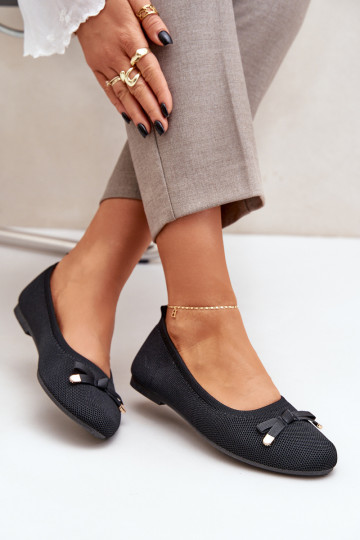 grille Ballerines avec des rubans couleur noire Bianila