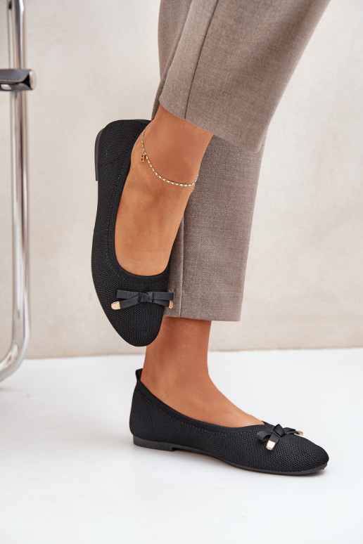 grille Ballerines avec des rubans couleur noire Bianila