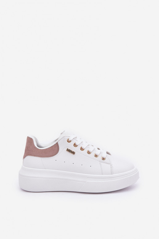 Chaussures modèle baskets Féminin avec une plateforme en cuir écologique couleur blanche Lelandine