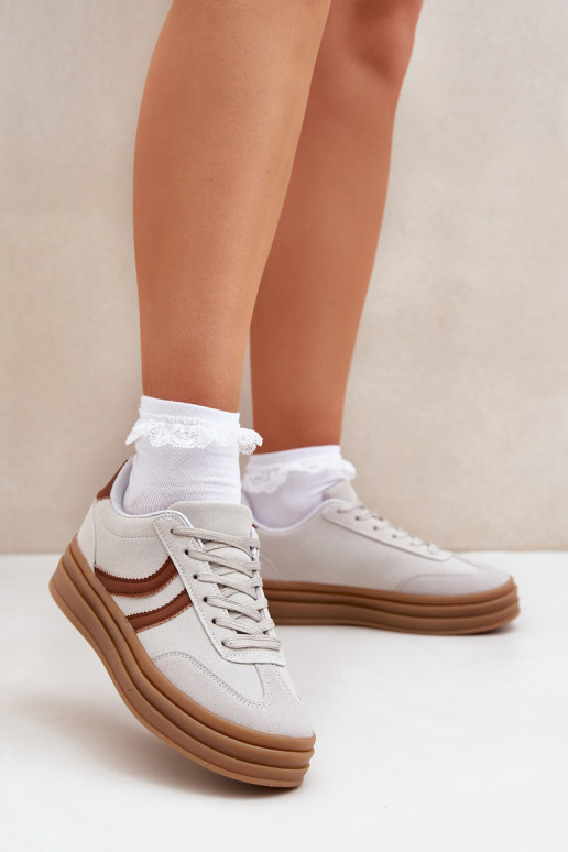 Stijlvol Sneakers model schoenen met platform grijs DoriIna Stijlvol Sneakers model schoenen met platform grijs DoriIna