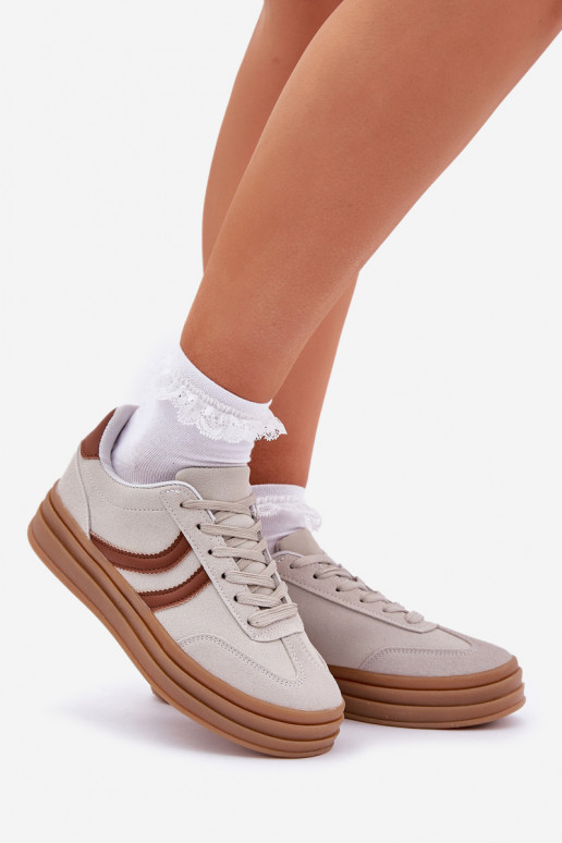 Stijlvol Sneakers model schoenen met platform grijs DoriIna Stijlvol Sneakers model schoenen met platform grijs DoriIna