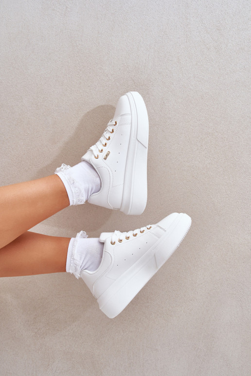 Sneakers model schoenen Dames met platform van ecoleer Initte kleur Lelandine Sneakers model schoenen Dames met platform van ecoleer Initte kleur Lelandine