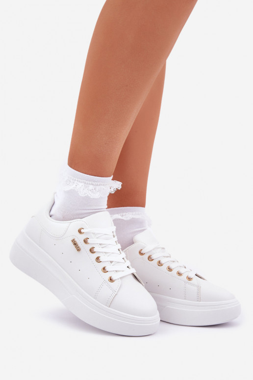 Sneakers model schoenen Dames met platform van ecoleer Initte kleur Lelandine Sneakers model schoenen Dames met platform van ecoleer Initte kleur Lelandine