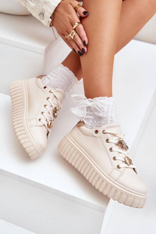 Sneakers model schoenen Dames Z Przypinkami beige Grelesi