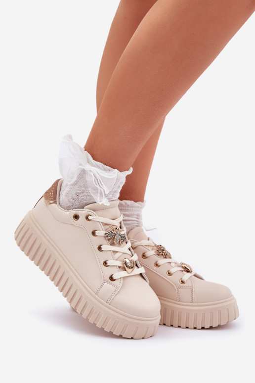 Sneakers model schoenen Dames Z Przypinkami beige Grelesi