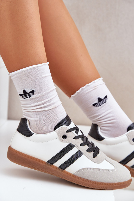 Turnschuhe mit flacher Sohle Turnschuhe Feminin INeiß-schZuarze Farbe Loredis