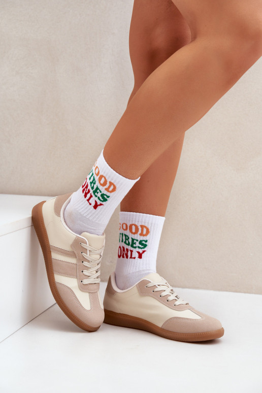 Laag Sneakers model schoenen Dames van ecoleer beige Nonalorin