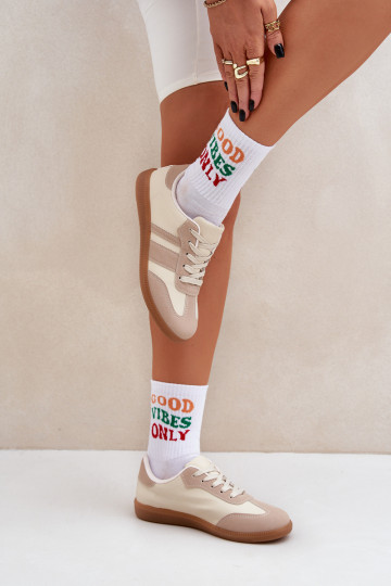 Faible Chaussures modèle baskets Féminin en cuir écologique beige Nonalorin 2