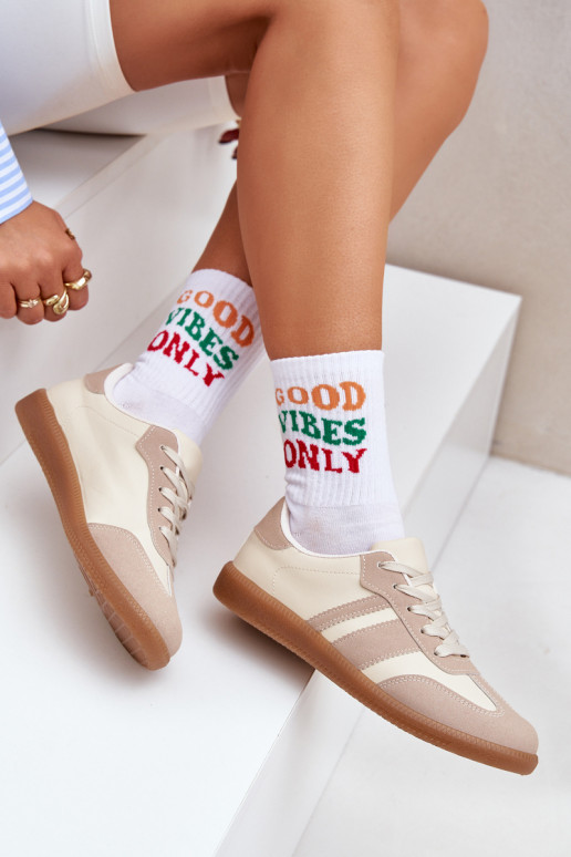 Laag Sneakers model schoenen Dames van ecoleer beige Nonalorin