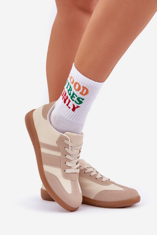 Niedrig Sneakers Stilvollllschuhe Feminin aus Öko-Leder Beige Nonalorin