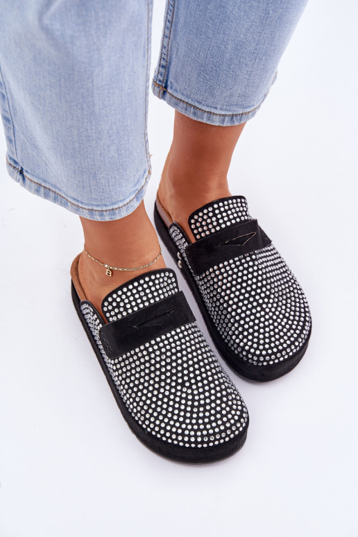 Pantoufles pour femmes Décoré Cyrkoniami avec une plateforme couleur noire Deorani Pantoufles pour femmes Décoré Cyrkoniami avec une plateforme couleur noire Deorani