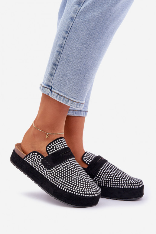Pantoufles pour femmes Décoré Cyrkoniami avec une plateforme couleur noire Deorani Pantoufles pour femmes Décoré Cyrkoniami avec une plateforme couleur noire Deorani