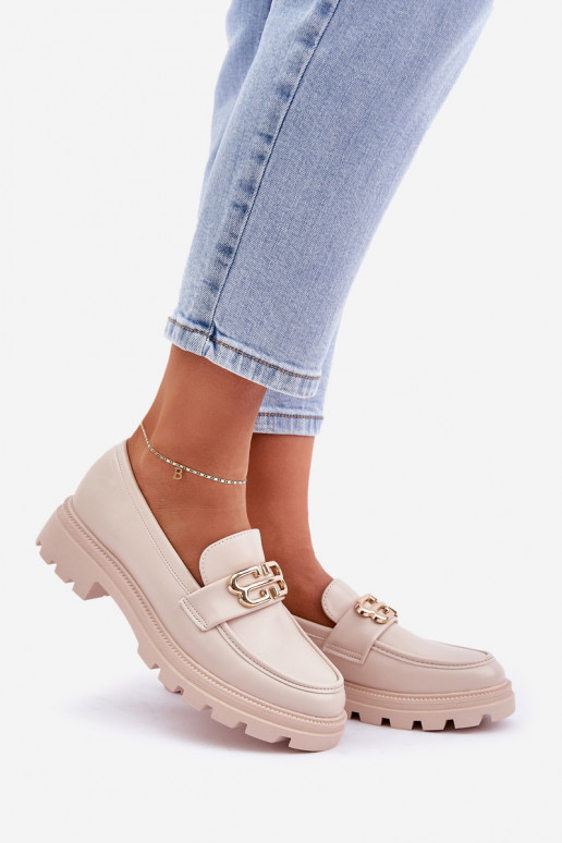 Mokassins für Damen Ze goldene Farbem Detalem Beige Trionna